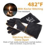 TOPDC 14-Inch 1500°F Leather Welding Gloves