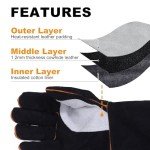 TOPDC 14-Inch 1500°F Leather Welding Gloves
