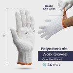 24 Pairs White Cotton Safety Work Gloves