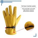 Cowhide Leather Work Gloves for Drivers & Gardeners