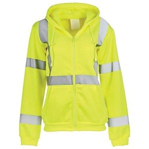 Women's High Visibility Lime Zip Sweatshirt, Class 3
