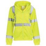 Women's High Visibility Lime Zip Sweatshirt, Class 3