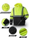 Men's Hi-Vis Reflective Safety Hoodie, Large