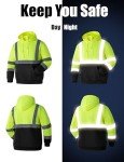 Men's Hi-Vis Reflective Safety Hoodie, Large