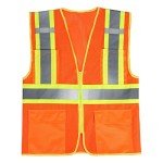 High Visibility Orange Reflective Safety Vest with Pockets