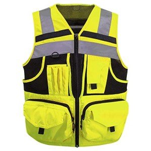 Hi-Vis Yellow Safety Vest with 10 Pockets