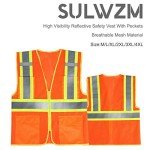 High Visibility Orange Reflective Safety Vest with Pockets