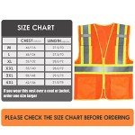 High Visibility Orange Reflective Safety Vest with Pockets