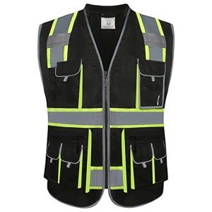 High-Visibility Safety Vest with 10 Pockets