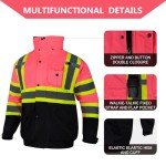 Women's Reflective Safety Jacket - Pink Winter Hoodie