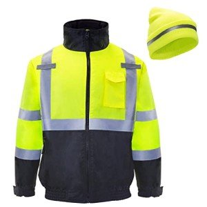 Reflective High Visibility Waterproof Bomber Jacket & Beanie