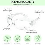 TICONN 12-Pack Clear Safety Glasses and Goggles