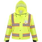 Hi-Vis Waterproof Reflective Rain Jacket for Safety