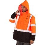 Hi-Vis Waterproof Rain Jacket for Men - Orange