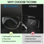 TICONN 12-Pack Clear Safety Glasses and Goggles