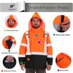 Hi-Vis Waterproof Rain Jacket for Men - Orange