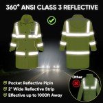 TICONN Waterproof Hi-Vis Reflective Rain Coat