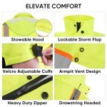 TICONN Waterproof Hi-Vis Reflective Rain Coat