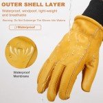 DLY Waterproof Winter Leather Work Gloves for Men