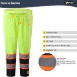 Hi-Vis Waterproof Rain Pants with Reflective Safety