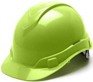 Hi-Vis Lime Pyramex Ridgeline Hard Hat 6-Point Ratchet