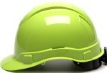 Hi-Vis Lime Pyramex Ridgeline Hard Hat 6-Point Ratchet
