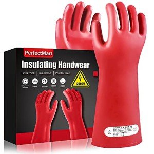 Red 12KV Insulating Rubber Safety Gloves - 2 Pack
