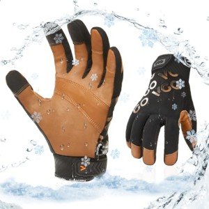 Winter Waterproof Mechanic Gloves - Size M, Brown