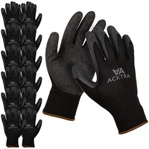 ACKTRA Coated Nylon Safety Gloves - 12 Pairs