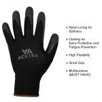 ACKTRA Coated Nylon Safety Gloves - 12 Pairs