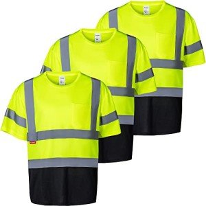High Visibility Lime Green Reflective Safety T-Shirt 3-Pack