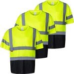 High Visibility Lime Green Reflective Safety T-Shirt 3-Pack