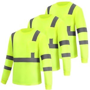 3-Pack Hi-Vis Long Sleeve Safety Shirts - Yellow