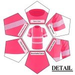 Hi Vis Safety Shirts with Reflective Strips - Pink