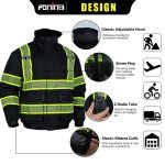 High Visibility Fleece Lined Safety Bomber Jacket