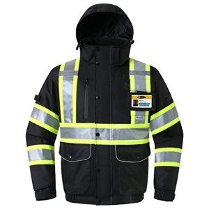 Hi-Vis Waterproof Winter Bomber Jacket with Pockets