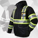 Hi-Vis Waterproof Winter Bomber Jacket with Pockets
