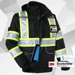 Hi-Vis Waterproof Winter Bomber Jacket with Pockets