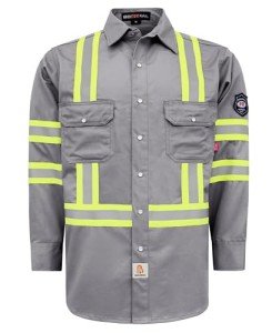 Hi-Vis Flame Resistant Shirt for Men - Light Gray