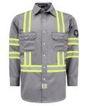 Hi-Vis Flame Resistant Shirt for Men - Light Gray