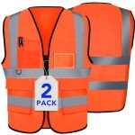 Hi-Vis Reflective Safety Vest with Pockets - 2 Pack