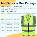 10-Pack Hi Vis Reflective Safety Vests - Green