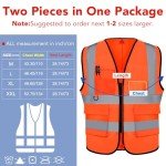 Hi-Vis Reflective Safety Vest with Pockets - 2 Pack