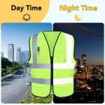10-Pack Hi Vis Reflective Safety Vests - Green