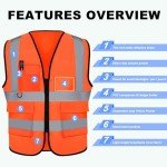 Hi-Vis Reflective Safety Vest with Pockets - 2 Pack