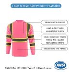 High Visibility Reflective Safety Shirt for Men - Pink