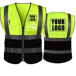 Customizable High Visibility Reflective Safety Vest (Yellow/Black)