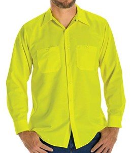 Red Kap Men's Fluorescent Yellow Safety Work Shirt