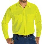 Red Kap Men's Fluorescent Yellow Safety Work Shirt