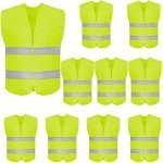 DUSKCOVE 10 Pack Reflective Safety Vests - Neon Yellow
